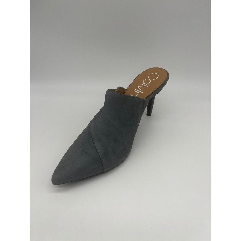 Calvin Klein Grecia Women Gray Suede pointed Toe Mule Heels Size 9.5 - Picture 2 of 11